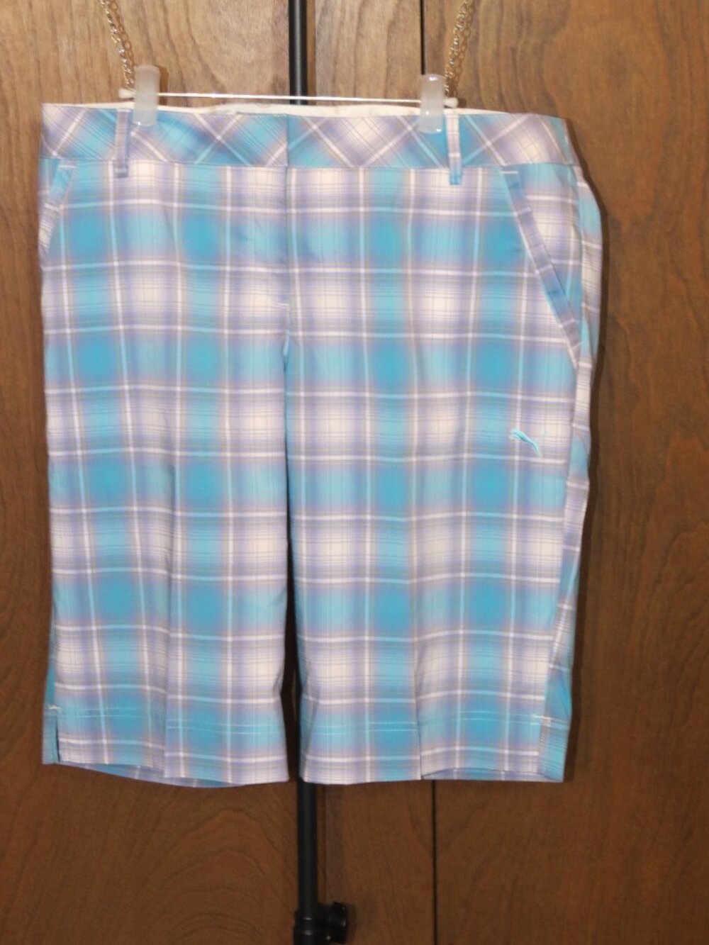 NWT Puma Golf Shorts Sz 14 Plaid /Moisture Wicking, UPF 50+, Increased Air Flow